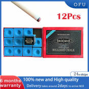 12Pcs Brunswick Blue Billiard Chalk - Pool Accessories