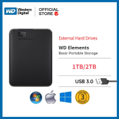 WD Elements Portable External Hard Drive 1TB/2TB USB 3.0, 3