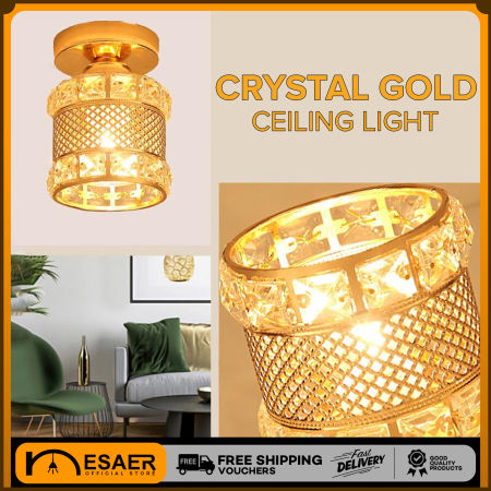 ESAER Crystal Gold Chandelier Ceiling Lamp