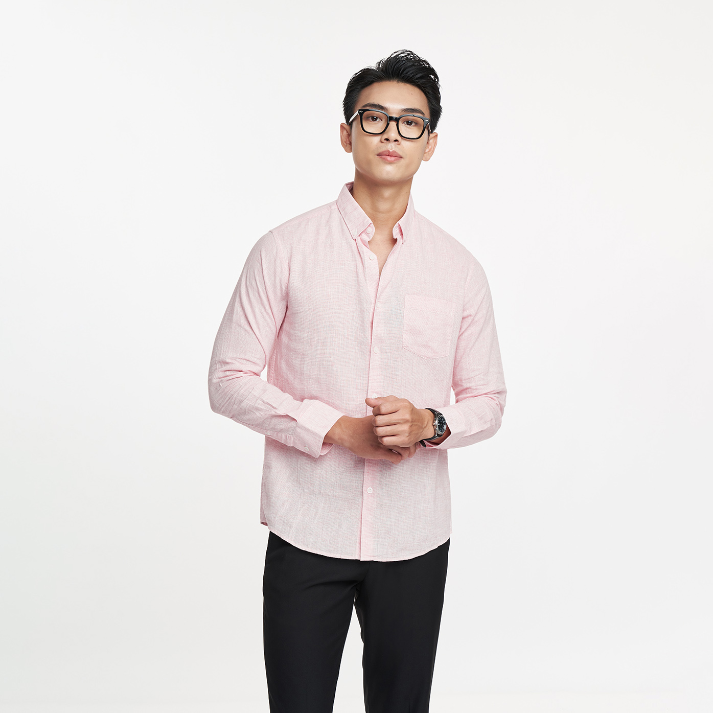 Ninomaxx men s casual loose cotton linen solid color long sleeve shirt