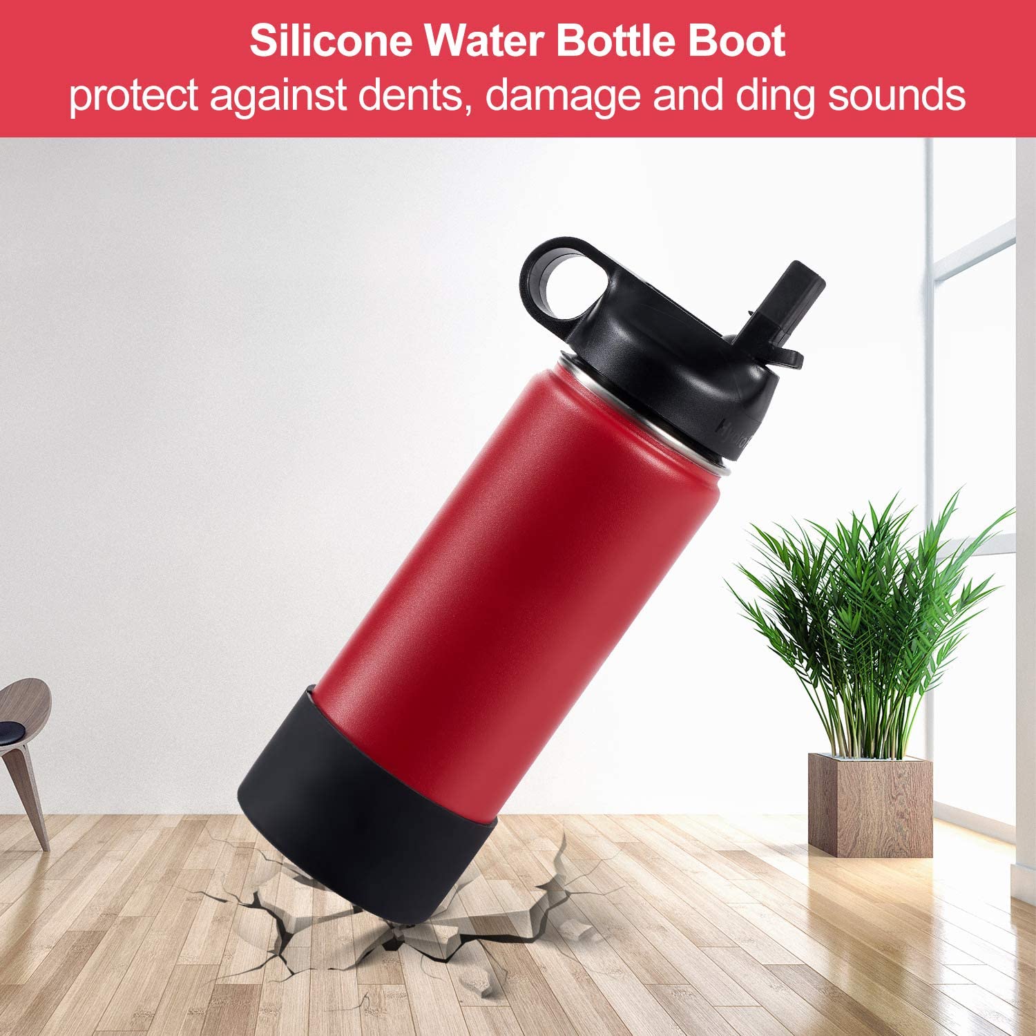 Miracredo 2 PCS Silicone Water Bottle Boot, Protective Silicone Sleeve,  Anti-Slip Bottom Cover with Silicone Ring, BPA Free, Compatible with Simple