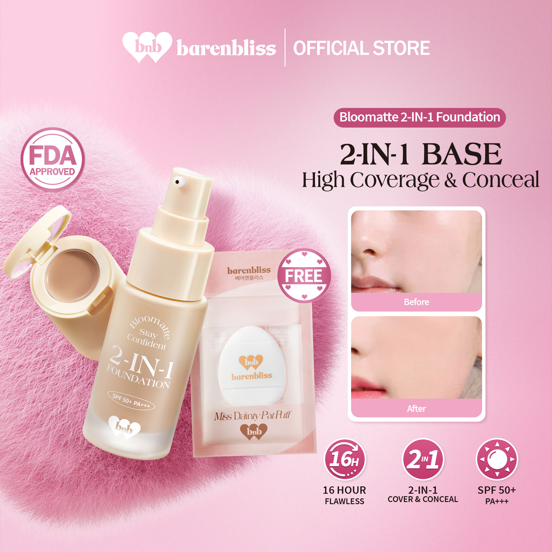 Discount on Barenbliss  shoes - SKU: 【FREE CUSHION PUFF】barenbliss BNB Bloomatte Stay Confident 2-in-1 Foundation ｜16HR Long Wear | Oil-C