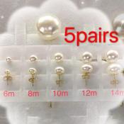 14k 5pairs Bangkok gold Earings size adjustable