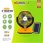 NSS 8" Solar Rechargeable Desk Fan with LED Light
