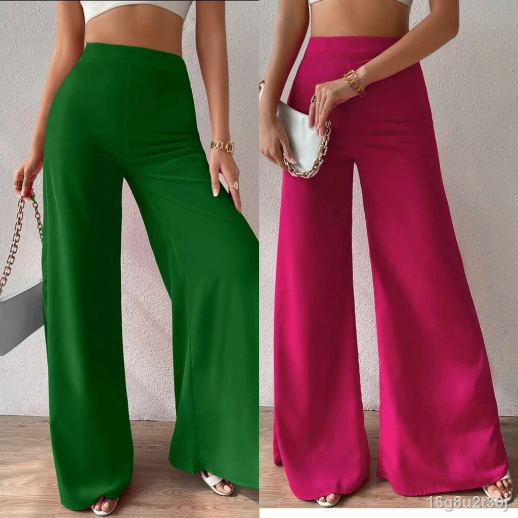 DressQueen----High Waist Seam Detail Wide Leg Pants