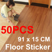 Durable Wood Grain Vinyl Tile Floor Stickers (50PCS)