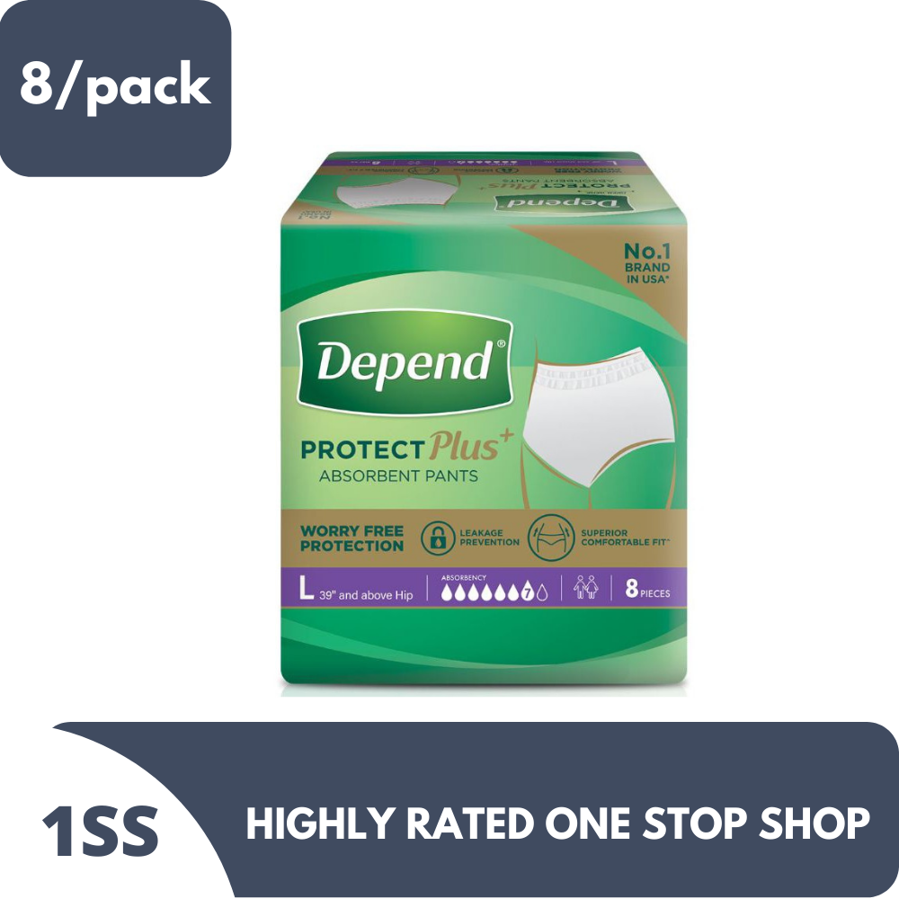 Depend Protect Plus Absorbent Pants Adult Diapers M - 9pcs x 1