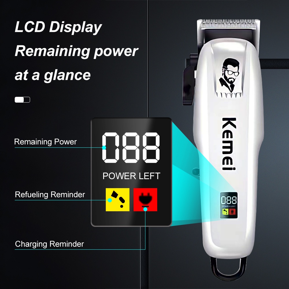 Kemei KM-PG232 Professional Hair Cutting Machine Cordless Hair Trimmer  Machine with LCD Display USB Charging Men's Hair Clipper - AliExpress