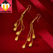 18k gold wheat ear fringed earrings for women 