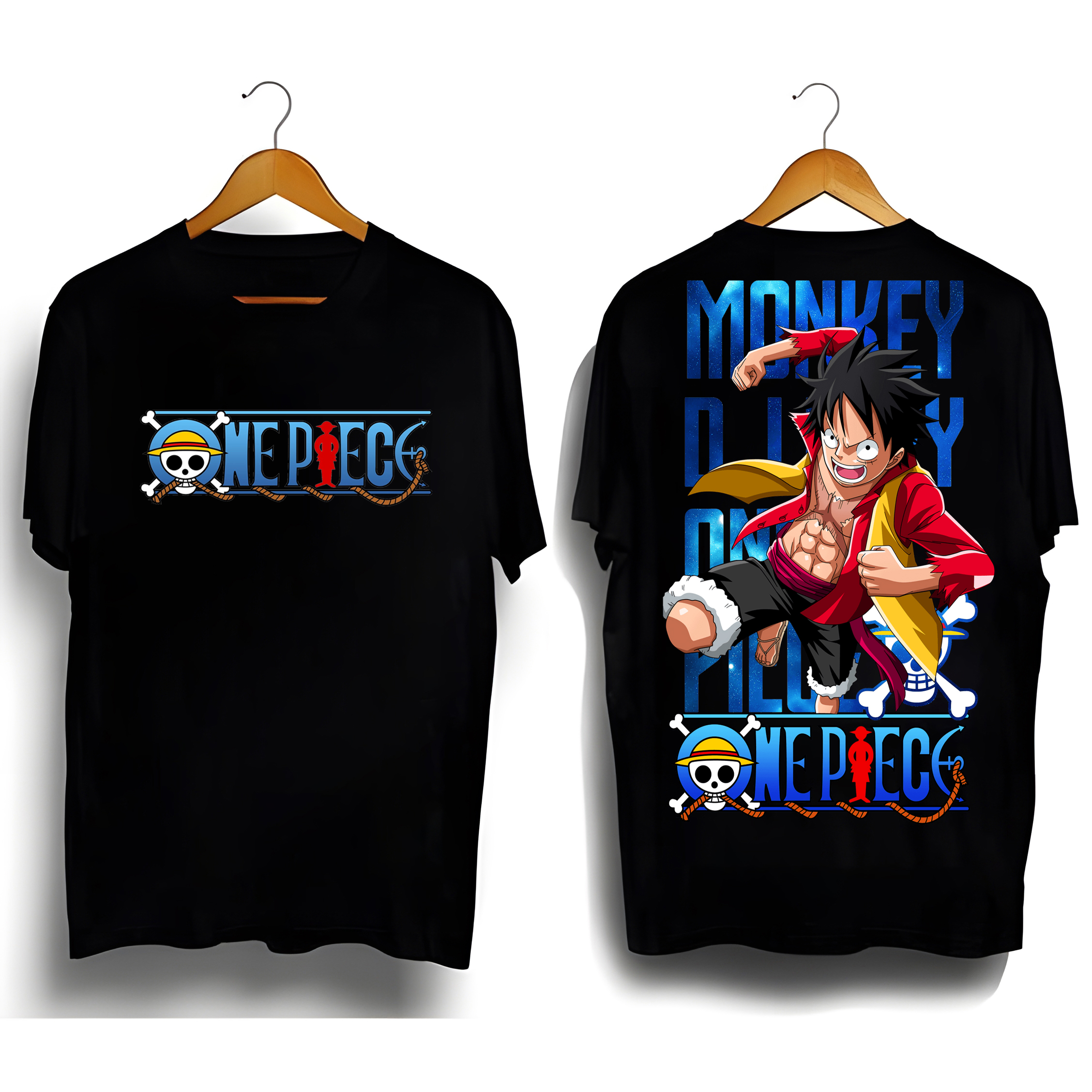ONE PIECE MECHA LUFFY Design T-shirt with DTF (Direct to Film) Anime  Knockout Black Print, Rubberized Quality, Plain, 80% Cotton 20% Polyester,  Crew / Round Neck for Casual unisex wear, fit for