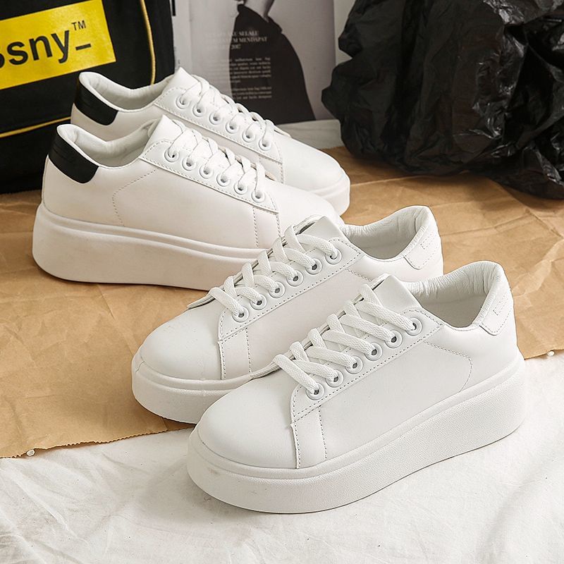 Women's Lace Thick Sole Chunky Sneakers Trendy Height - Temu