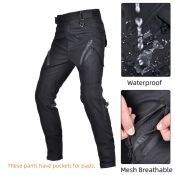 Waterproof Windproof Motorcycle Riding Pants with Fall Protection, Elastic Waist