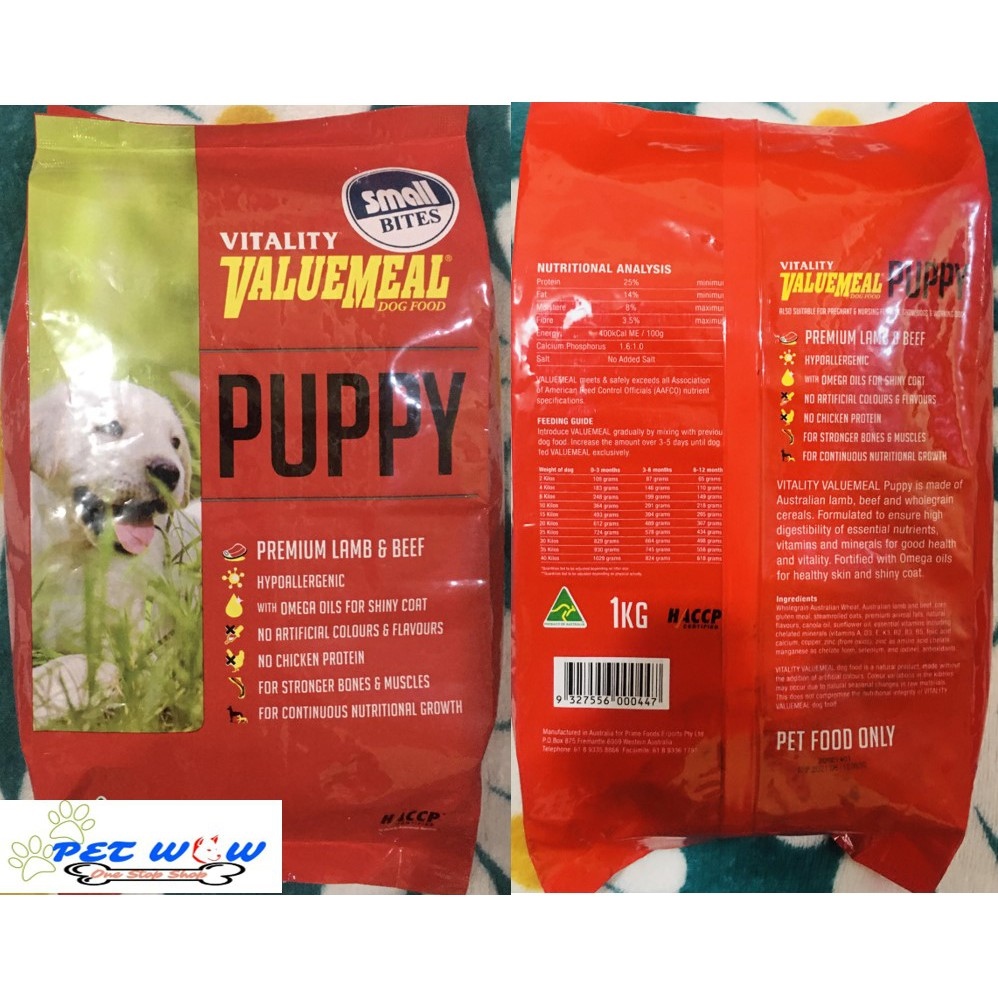 vitality value meal puppy feeding guide