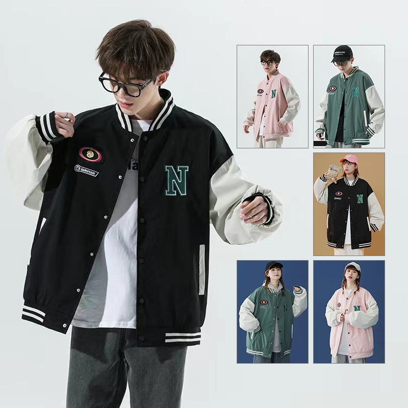 Huilishi Korean style loose retro unisex baseball jacket