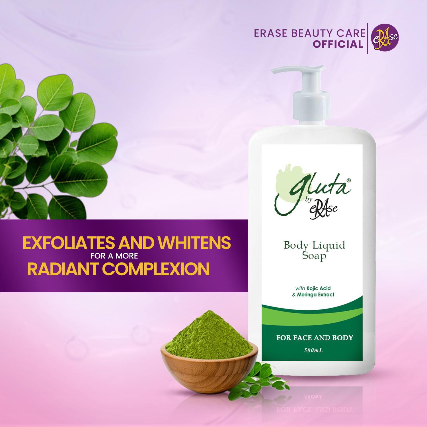 erase glutathione soap Glutathione by Erase Soap (Kojic & Moringa) | 3-in-1 Whitening, Anti-Aging  & Moisturizing | Fades Dark Spots | THE 3-IN-1 SOAP TO LIGHTEN, MOISTURIZE,  & FIGHT AGEING