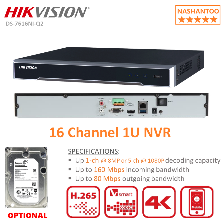 HIKVISION DS-7616NI-Q2 16CH 1U NVR IP Network Video Recorder
