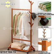 QYSY166 Wooden Coat Rack Stand with Wheels by Maharlika