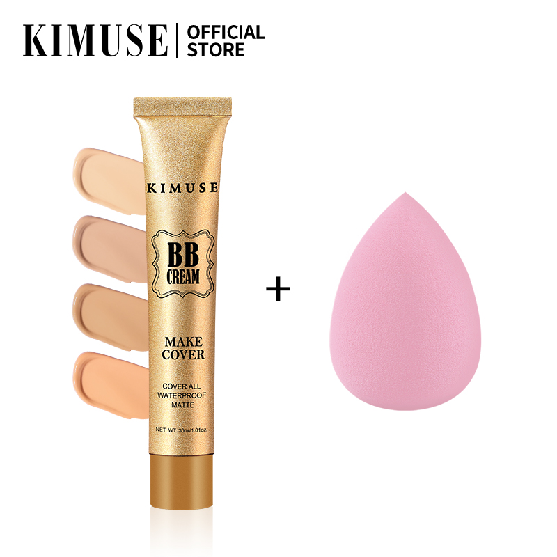 Discount on KIMUSE  shoes - SKU: KIMUSE Face Makeup Base Full Coverage Matte BB Cream Concealer + Makeup Sponge Beauty Tool