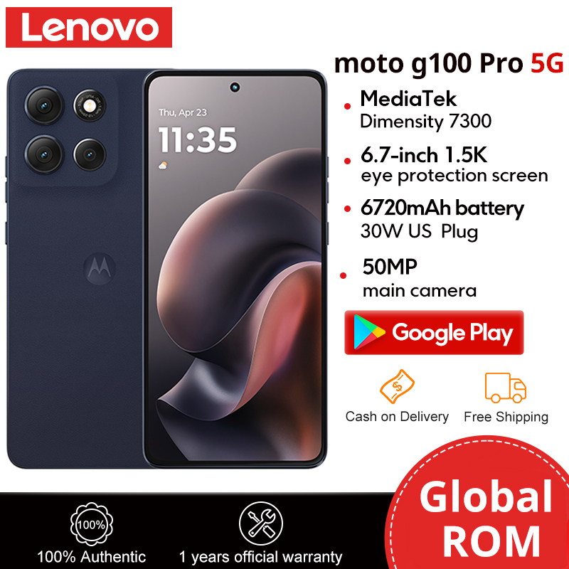 Lenovo Motorola MOTO G100 Pro 5G Dimensity 7300 6.7" 1.5K Eye Protectiob Flexible pOLED Screen 120Hz 6720mAh Android Cellphone Smartphone 2712*1220 Global ROM
