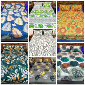 Tropical Beddings: Leaves & Floral Printed 3-in-1 Fitted Sheet