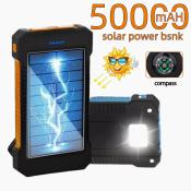 Waterproof Solar Power Bank with Fast Charging and LED Flashlight