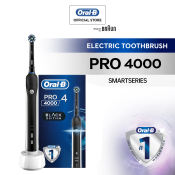 Oral-B Pro 2000 / Pro 4000 3D Smart Series Ultrasonic Electric Toothbrush Cross Action Precision Clean Visible Pressure Sensor Waterproof Inductive Charging 4 Modes Adult Rechargeable Toothbrush Powered by Braun