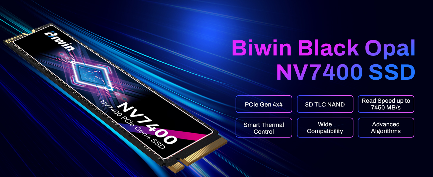BIWIN Black Opal NV7400 1TB SSD Gen4x4 Read Speed up to 7450MB/s