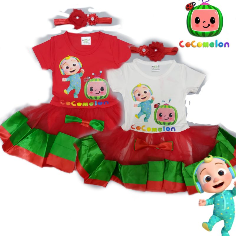 Cutie Cocomelon Dress with headband for baby