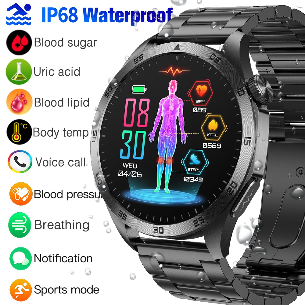 ET485 Smart Watch For Huawei Blood Lipid Uric Acid Blood Glucose ECG Body Temperature Monitoring Smartwatch For Men Women Waterproof Sport Fitness Bluetooth Call Bracelet ราคา 1,364 บาท*ส่งฟรี