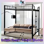 Space-Saving Metal Loft Bed Frame - Queen Size, Affordable