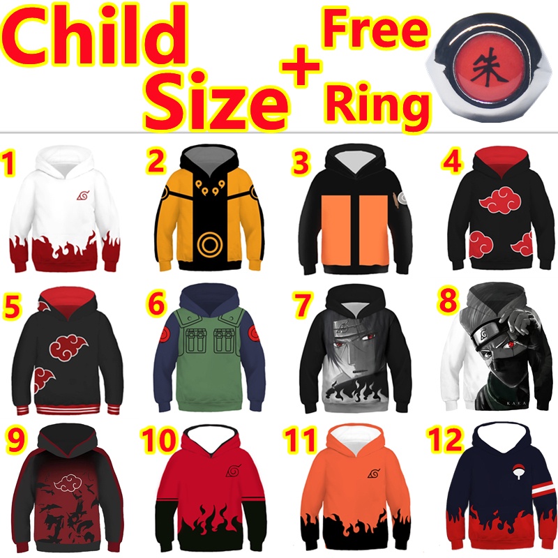 HOT--Child Size Naruto Hoodie Unisex Children's Hoodie Hokage Ninjia  Kakashi Pullover Kid's Anime Cosplay Akatsuki Jacket Tobi Costume | Lazada  PH