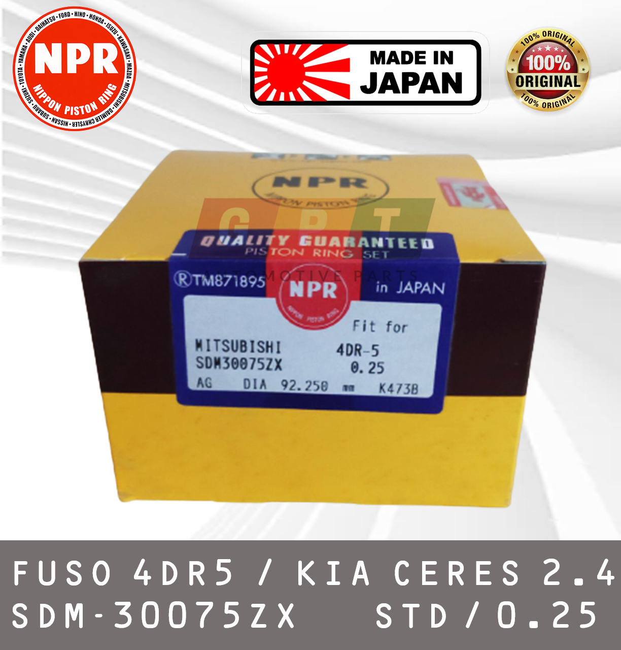 NPR Piston Ring for Mitsubishi L300 4D55 - Japan (SDM-31055ZX 