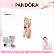 Authentic Pandora Rose Gold Interlaced Three-Ring Winding Ring