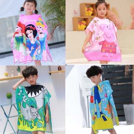 1pcs Kids character microfiber bath  towel hoodie