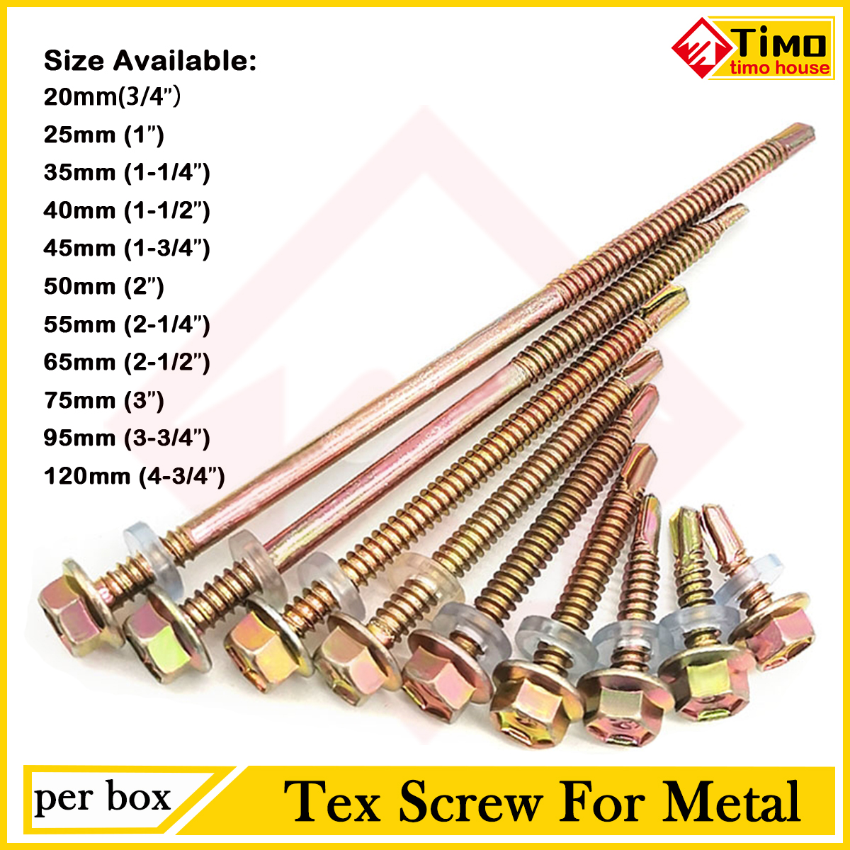 Tex Screw for metal 1,1-1/2, 2, 2-1/2,3,4,5inch Texscrew Text Screw for roofing