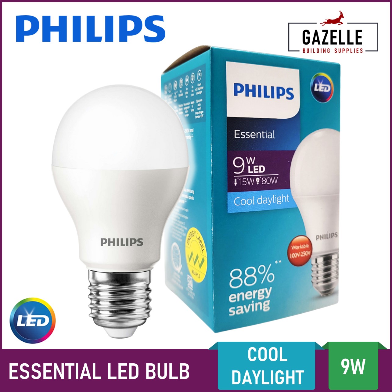 Philips Essential LED Bulb LED Light Bulb Cool Daylight - 7 Watts