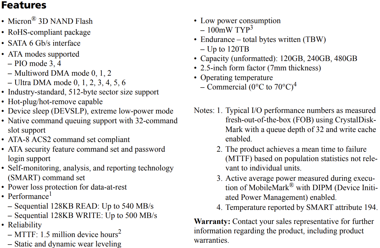 Crucial BX500 240GB 3D NAND SATA 2.5-Inch Internal SSD, up to 540 MB/s - CT240BX500SSD1 3 years Manufacturer's Warranty