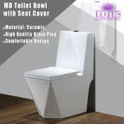 Lotus Geometric Water Saving Toilet Bowl with Flush Set