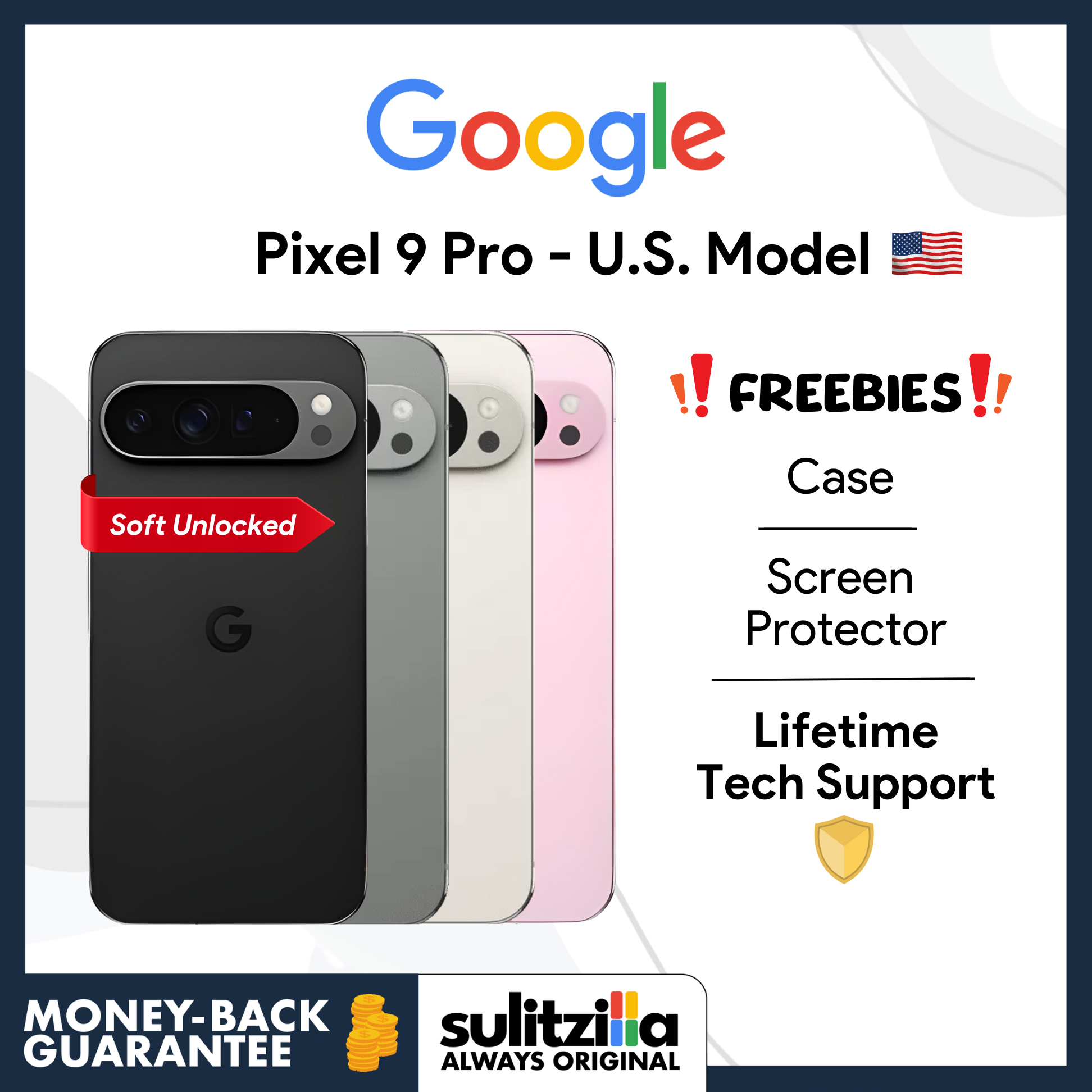 Google Pixel 9 Pro - US Model - Soft Unlocked (128GB/256GB) with 5G and Google AI