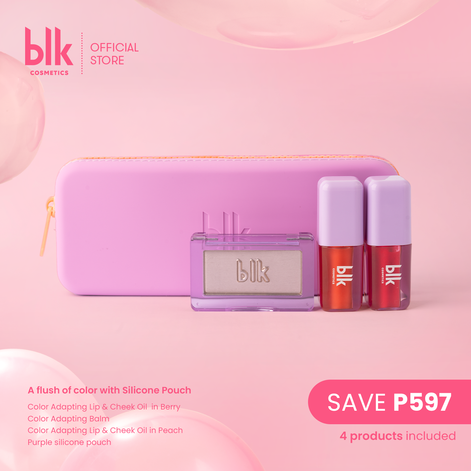 Discount on BLK Cosmetics  shoes - SKU: blk cosmetics color adapt - a flush of color set with silicone pouch