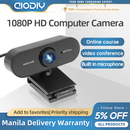 AIODIY Full HD Webcam with Wide-Angle Camera and Microphone