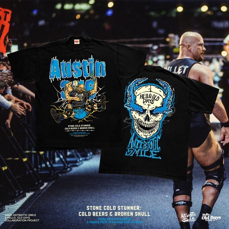 Stone Cold Steve Austin WWE wrestle skull illustration shirt