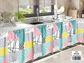 Fashion Line Gray Wave Kitchen Curtain - Waterproof & Easy Clean