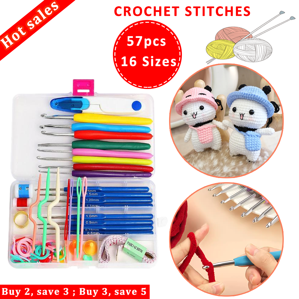 Crochet Kit Beginners Crochet Hook Set With Crochet Yarn, 58PCS