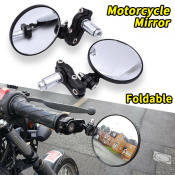 Foldable Bar End Mirrors by Moto Motorcycle (Black, 7/8")