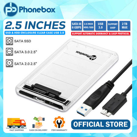 PHONEBOX 2.5" HDD Enclosure - USB 3.0, Transparent, Screw