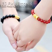 B.two 3D Pixiu Gold-Plated Agate Bracelet- Couples Birthday Gift