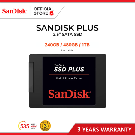 SanDisk SSD PLUS 1TB SATA III Internal Drive, 3-Year Warranty