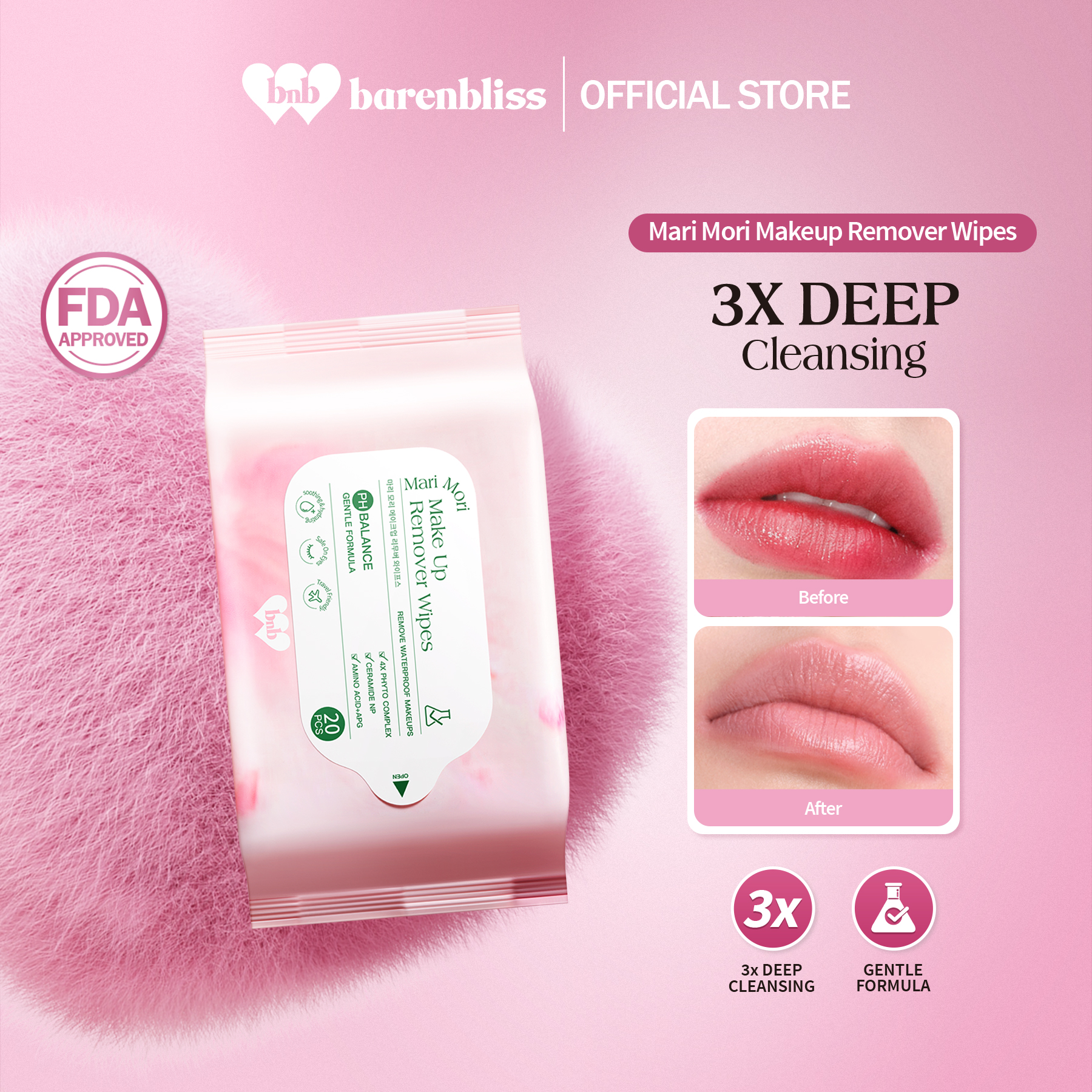Discount on Barenbliss  shoes - SKU: Barenbliss Bnb Mari Mori Makeup Remover Wipes | 3x Deep Cleansing | Calming | Moisturizing | Good Fo