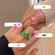 Cute Acrylic Frog Ring Set - Funny Girlfriend Gift